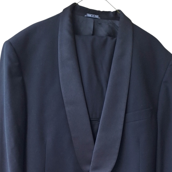 Franco Rossi Men's Suit Black Suit Made in Italy Pure Wool Pants 46R - Picture 2 of 9